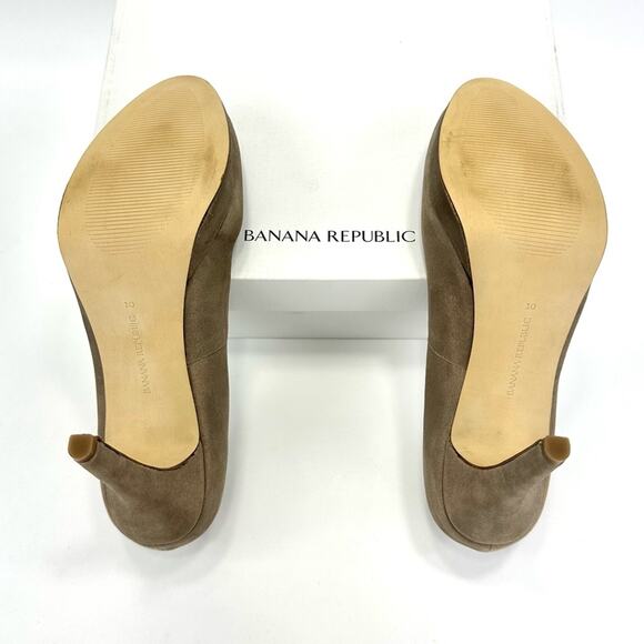 Banana Republic Kristen Stiletto Pumps Sz 10 Taupe Metallic Leather Platform New - Picture 7 of 14